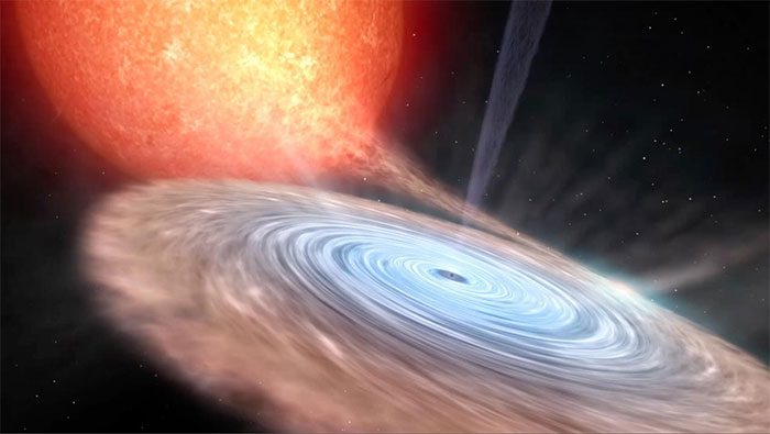"Stellar-mass" monster devouring material from its companion and creating "echoes"