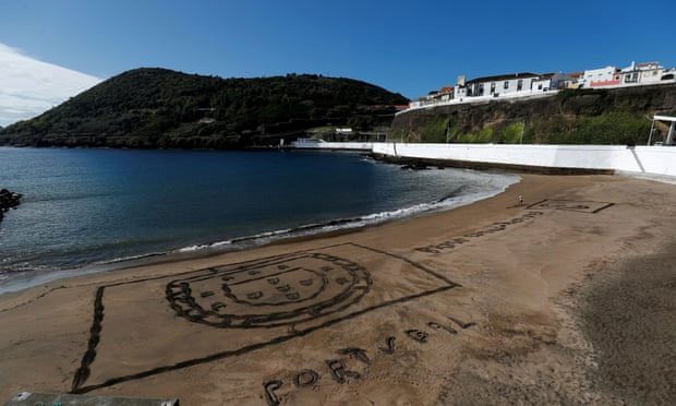 Beach in Angra do Heroismo in the Azores archipelago.