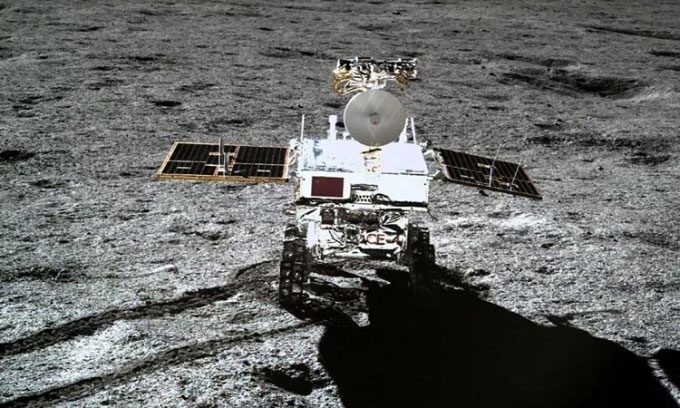 China's Jade Rabbit 2 rover captured from the Chang'e 4 lander.
