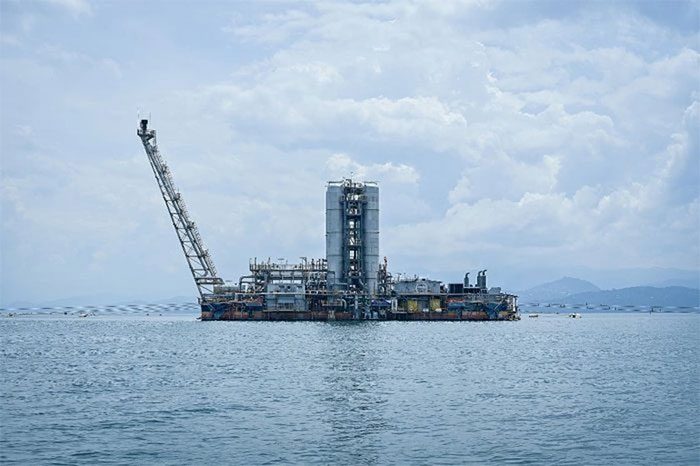 A barge extracting methane at the KivuWatt power plant on Lake Kivu.