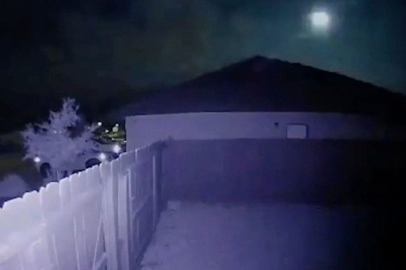 Camera footage shows the meteor passing close to the house