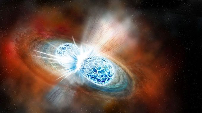 Illustration of colliding neutron stars.
