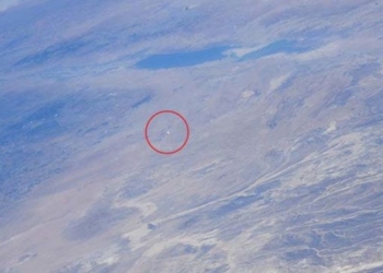 solar power plant shining in photo taken from space 122735