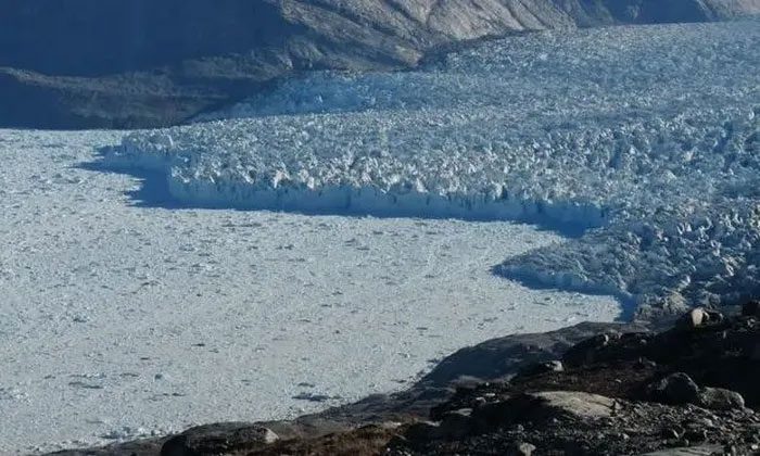 A glacier melting in southwestern Greenland.