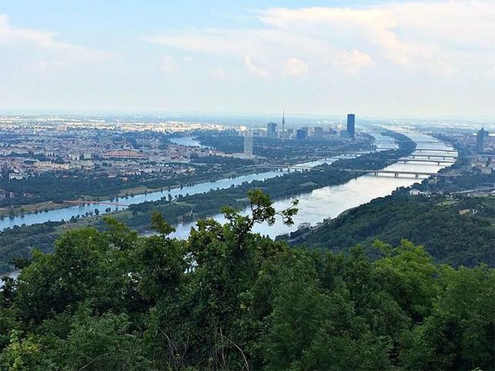 The Danube winding through Vienna.