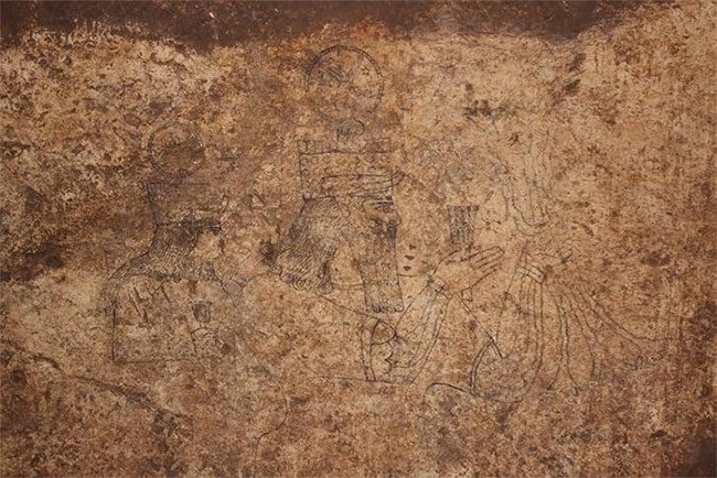 Part of the artwork featuring the Storm God Hadad and Atargatis - the goddess of northern Syria.
