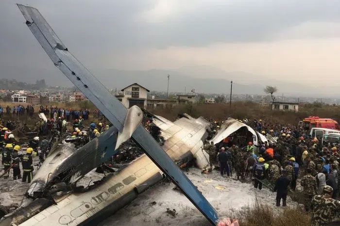 The site of the airplane crash in Nepal that resulted in 51 fatalities in 2019