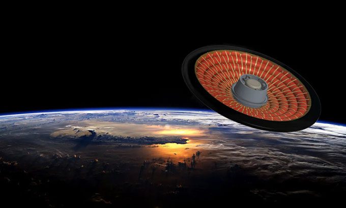 Simulation of the inflatable decelerator in low Earth orbit.