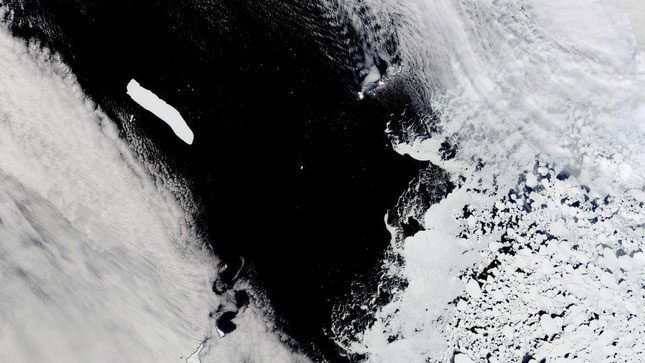 The world's largest iceberg, A-76A, in the Drake Passage near Antarctica.