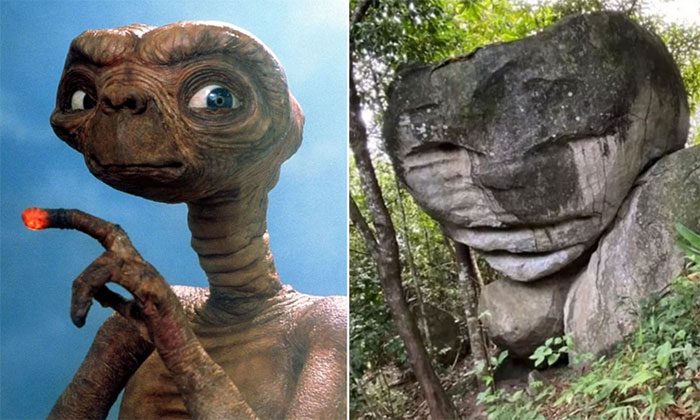 The rock has features that many describe as resembling an alien.