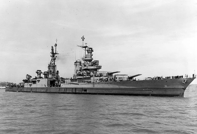 Struck by a Japanese torpedo, the USS Indianapolis was torn in half.