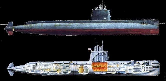 Cross-section of the Nautilus submarine