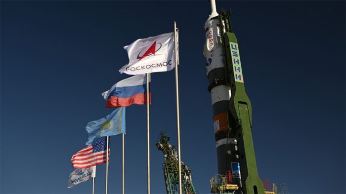 Soyuz-2.1a spacecraft at Baikonur Cosmodrome (Kazakhstan)