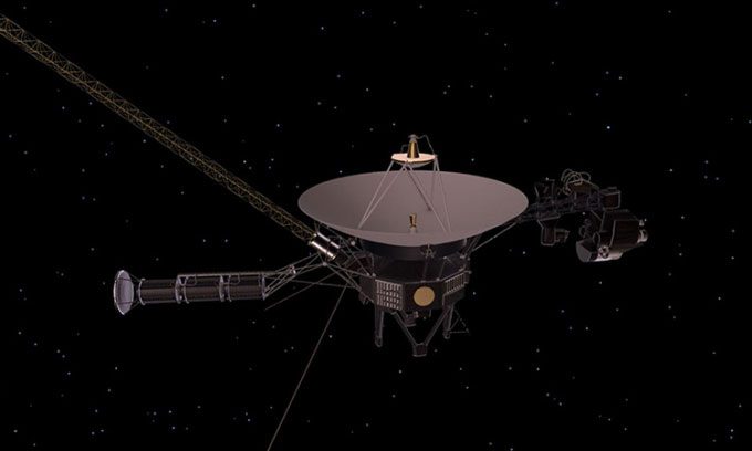 Illustration of Voyager 1 operating in interstellar space.