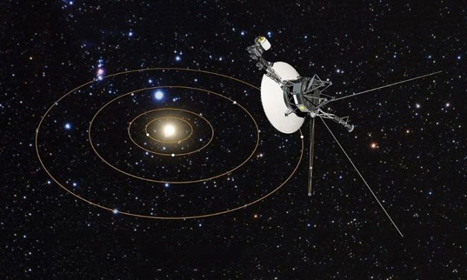 Simulation of Voyager 2 traveling beyond the Solar System.