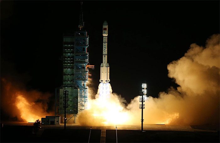 Long March-2F rocket carrying Shenzhou 14 spacecraft and three astronauts to the Tiangong space station