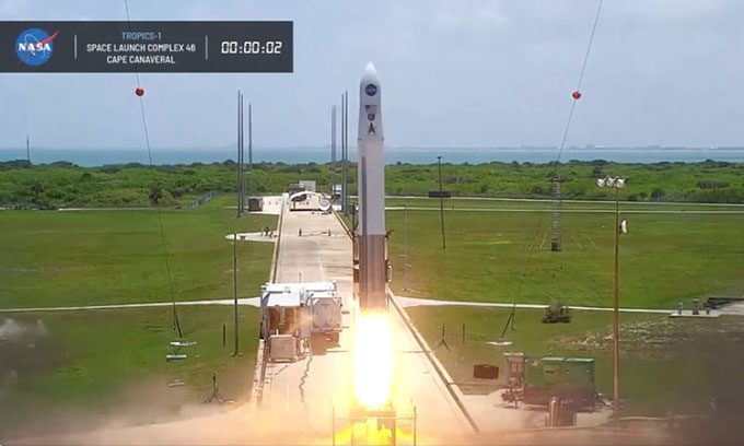 Astra rocket launching two TROPICS CubeSat storm monitoring satellites on June 12.