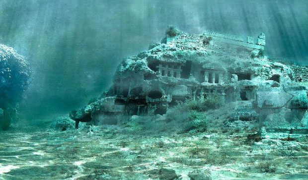 The city of Thonis-Heracleion submerged beneath the ocean