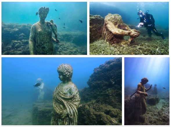 Ancient Roman-style statues discovered in the underwater city of Baiae