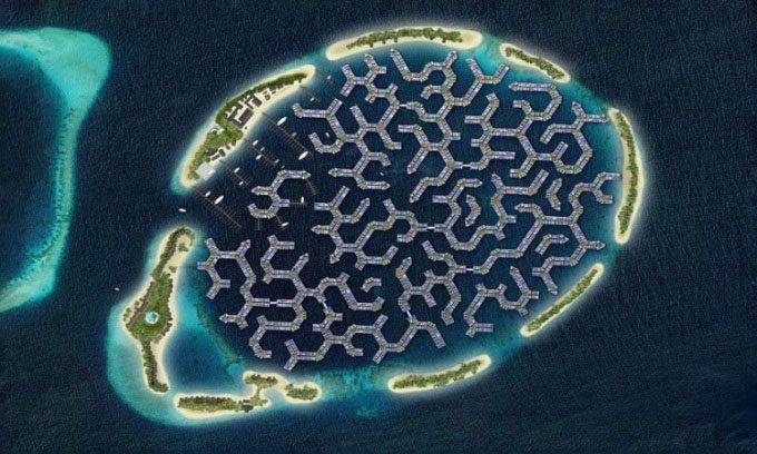 Design of the floating city of Maldives.