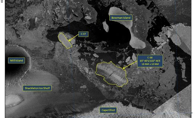 Satellite data shows the Conger Ice Shelf has broken away from the C-38 iceberg and collapsed in Antarctica.