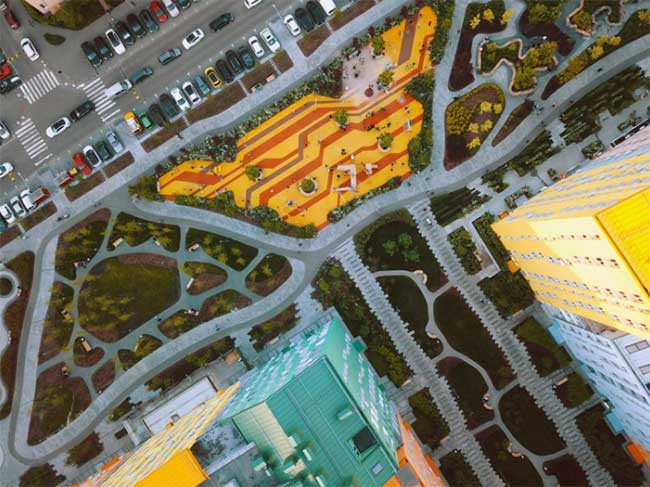 Aerial photos show Comfort as a giant Lego town