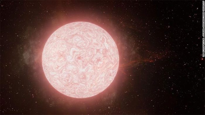 Illustration of a red supergiant star ejecting gas in its final year of existence