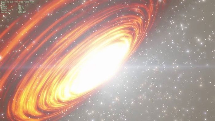 Image of a colossal galaxy simulated in the Space Engine tool.