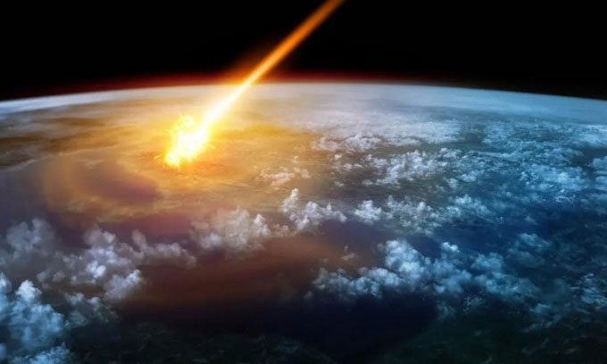 Simulation of a meteor flying through Earth's atmosphere.