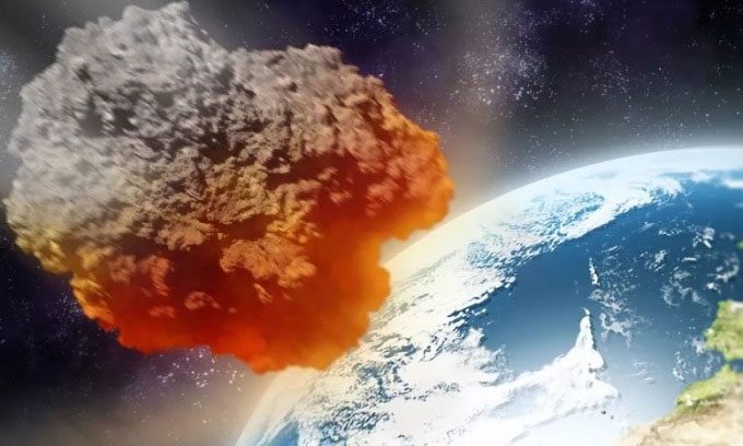 Simulation of a meteorite heading towards Earth.
