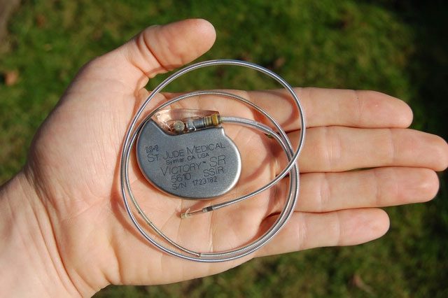 Size of a typical pacemaker device.