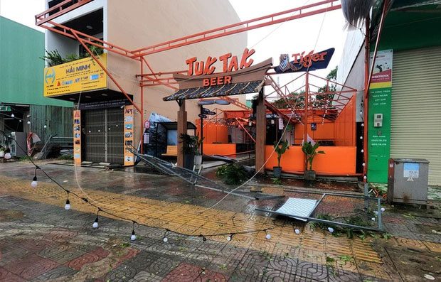 Some local shops lost their roofs.
