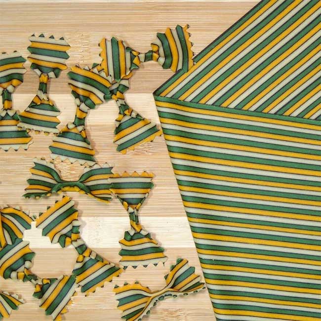 Noodles created in various colors and shapes.