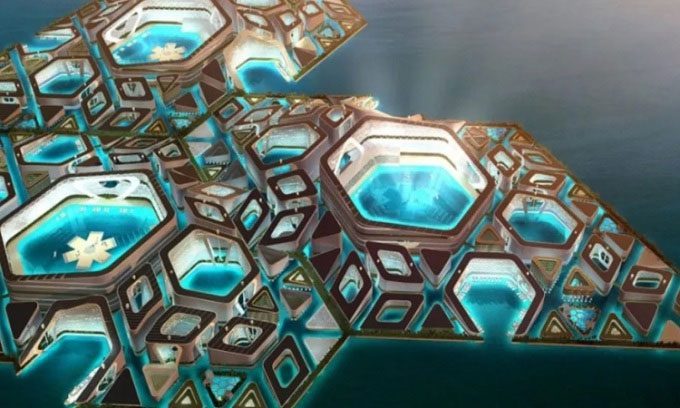 The floating city will be constructed from precast modules.