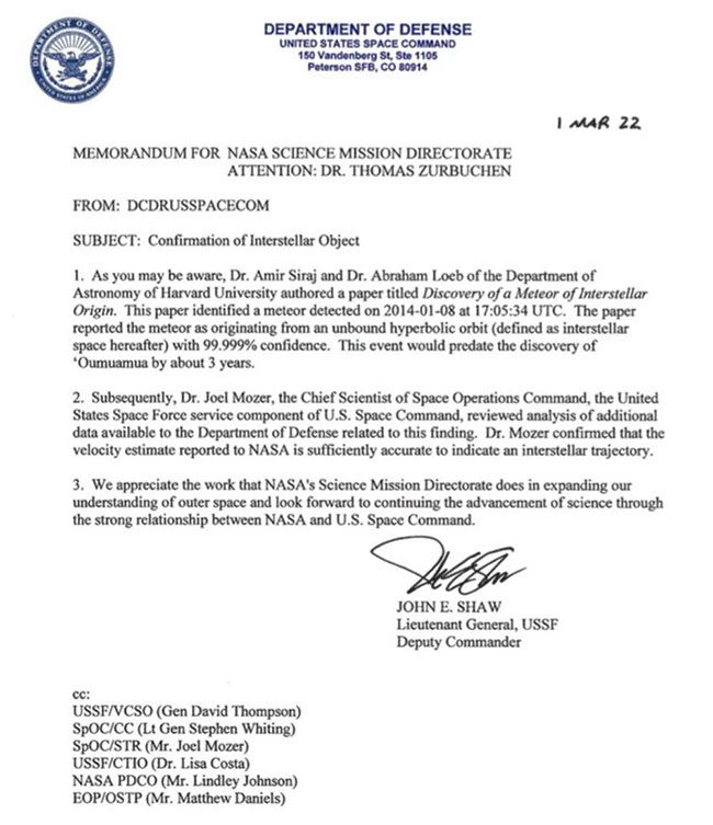 Announcement from the U.S. Space Command (USSC)
