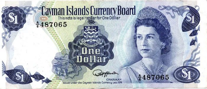 1 Cayman Islands dollar, first issued in 1974