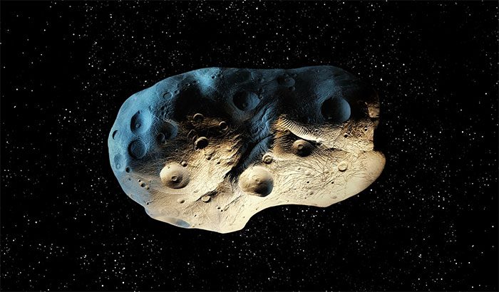 Illustration of asteroids flying close to Earth.