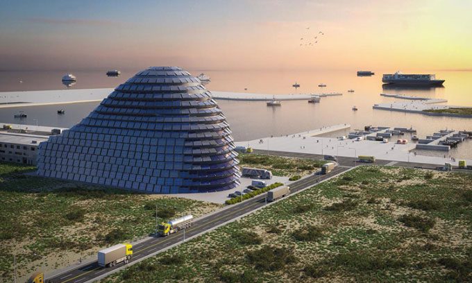 Rendering of the completed Sun Rock building.