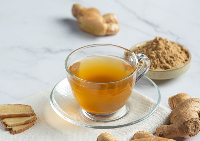Ginger tea can soothe digestive disorders.