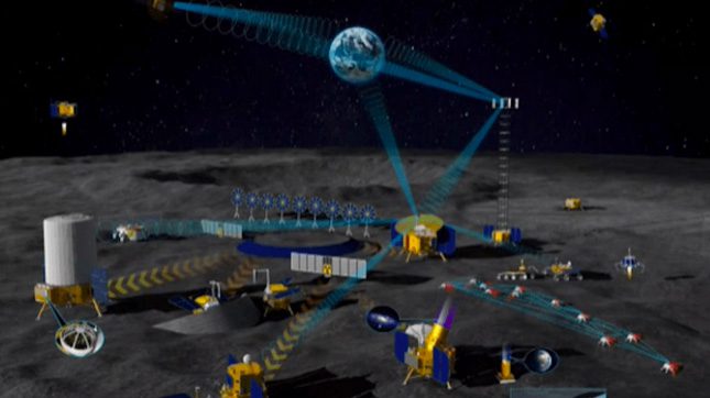 Concept sketch of the International Lunar Research Station by Russia and China.