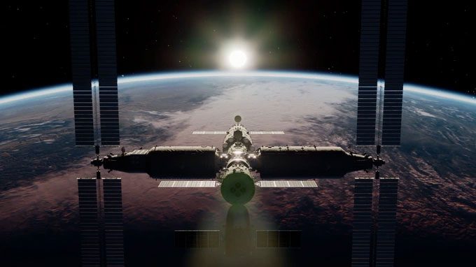 Illustration design of the Tiangong space station.