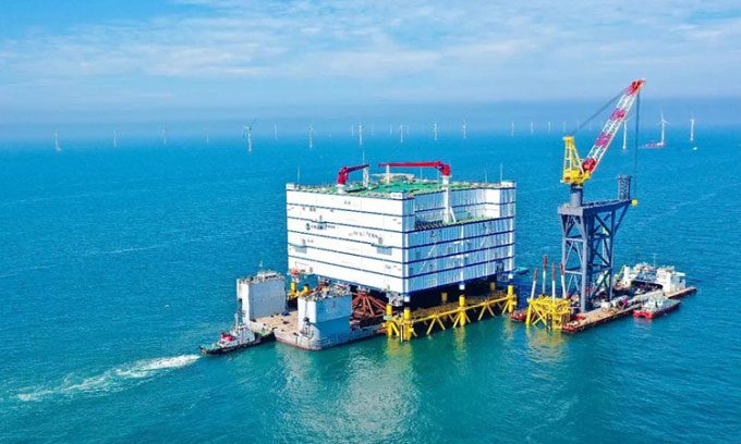A wind farm off the coast of China.