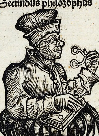 A painting of a person holding glasses in Germany, 15th century.