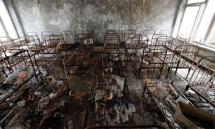 Inside a kindergarten in the abandoned city of Pripyat.