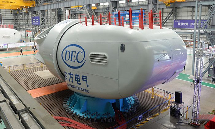 A key component of the 13 MW typhoon-resistant wind turbine developed by DEC.