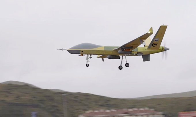Wing Loong-2H takes off over the Tibetan Plateau.