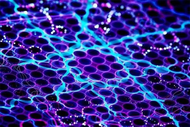 The material is full of holes and resembles Swiss cheese.