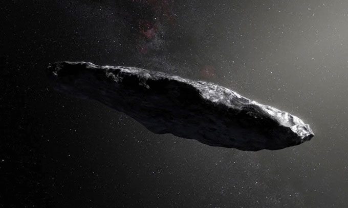 Illustration of the interstellar object 'Oumuamua.
