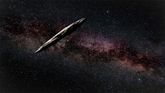 Simulation of the cigar-shaped interstellar object 'Oumuamua.