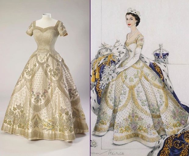 Queen Elizabeth II chose a sparkling gown with many valuable details.